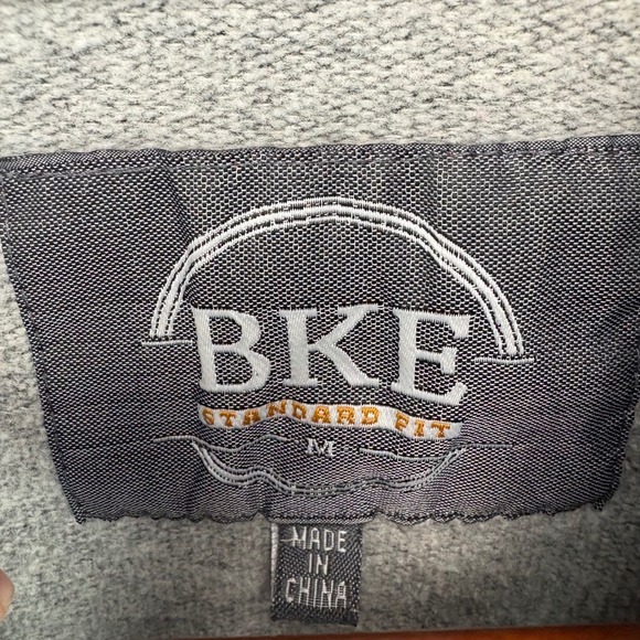 BKE Mens Sleeveless Full Zip Hoodie Vest Gray Contrast Stitch Medium Standard - Picture 2 of 7